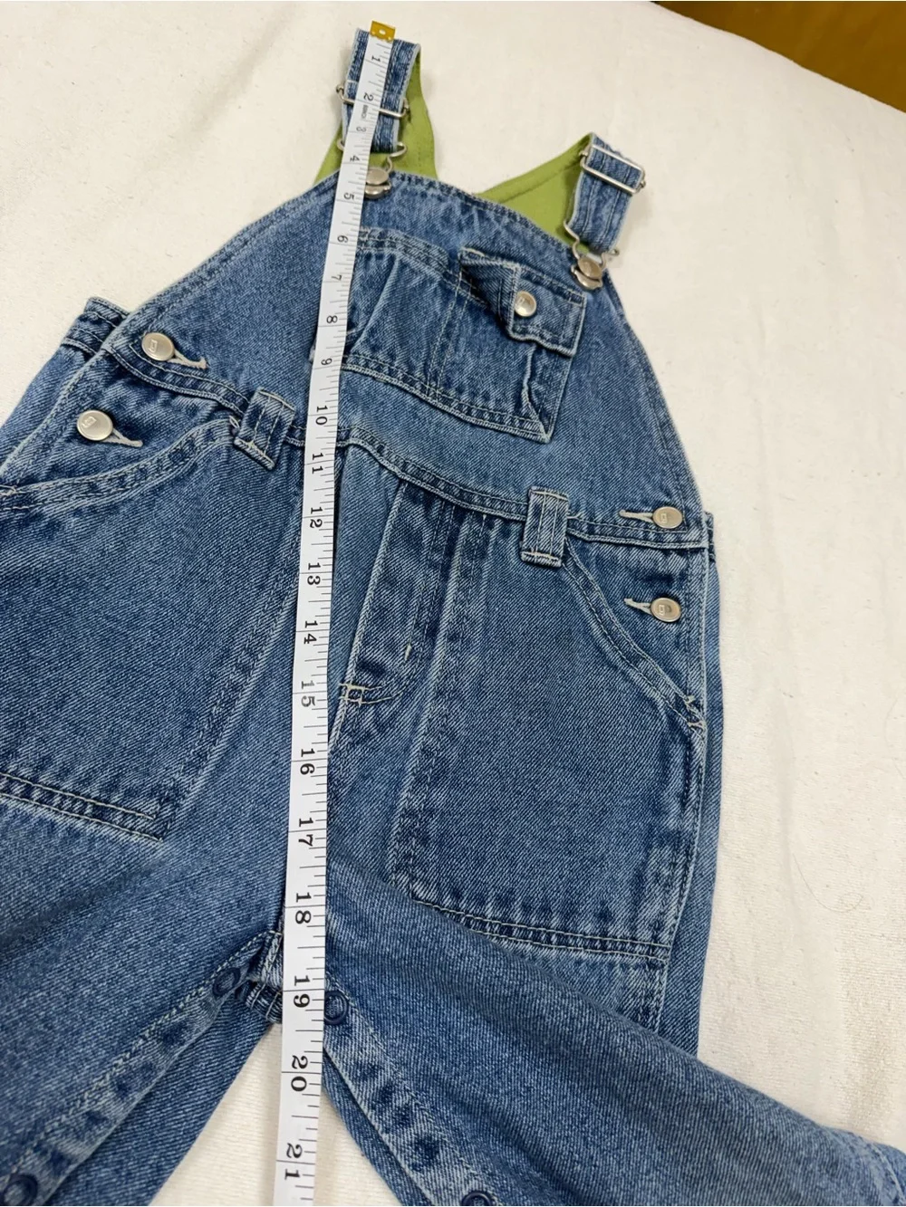 Vintage 2003 Gymboree Denim Overalls 3T Helicopter Green Lined